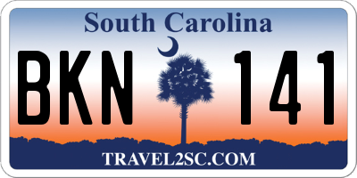 SC license plate BKN141