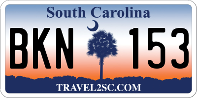 SC license plate BKN153