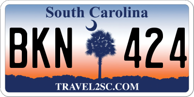 SC license plate BKN424