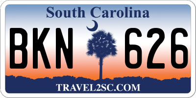 SC license plate BKN626