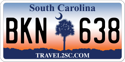 SC license plate BKN638