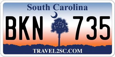 SC license plate BKN735