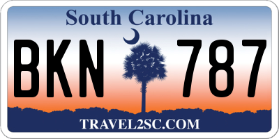 SC license plate BKN787