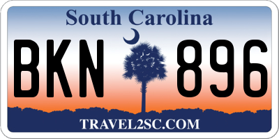 SC license plate BKN896