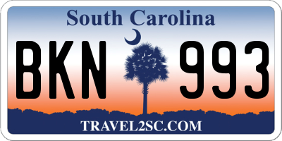 SC license plate BKN993