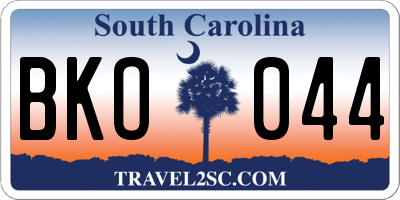 SC license plate BKO044