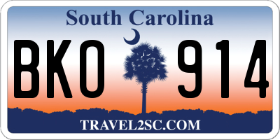 SC license plate BKO914