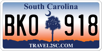 SC license plate BKO918