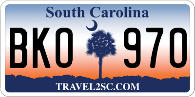 SC license plate BKO970