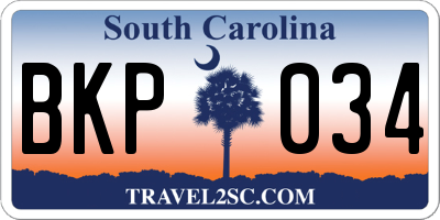 SC license plate BKP034