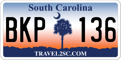 SC license plate BKP136