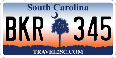 SC license plate BKR345