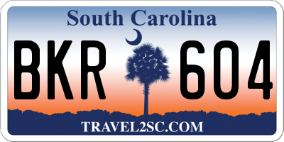 SC license plate BKR604