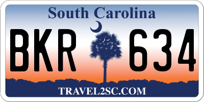 SC license plate BKR634