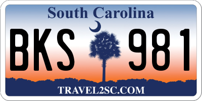 SC license plate BKS981
