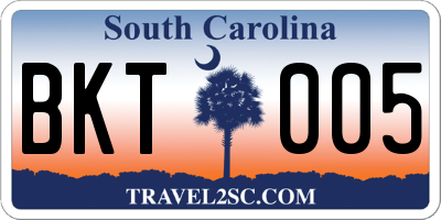 SC license plate BKT005