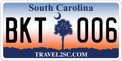 SC license plate BKT006