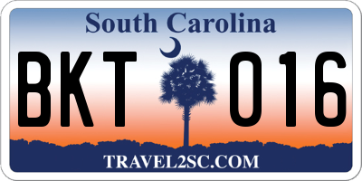 SC license plate BKT016