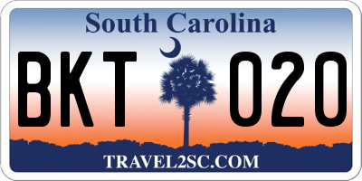 SC license plate BKT020