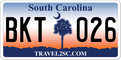 SC license plate BKT026