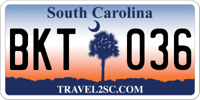 SC license plate BKT036