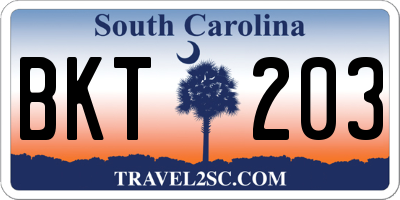 SC license plate BKT203