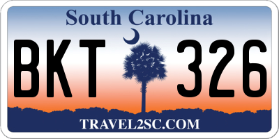 SC license plate BKT326