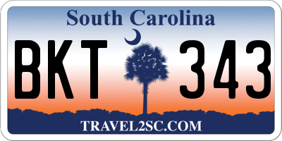 SC license plate BKT343