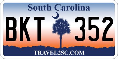SC license plate BKT352