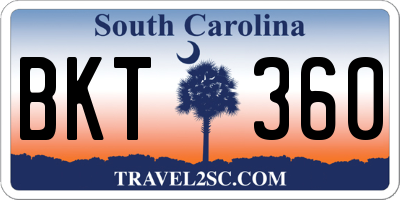 SC license plate BKT360