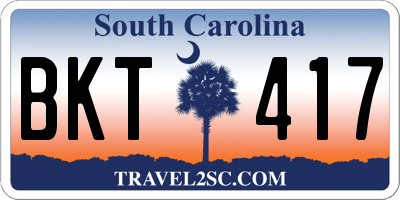 SC license plate BKT417