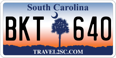 SC license plate BKT640