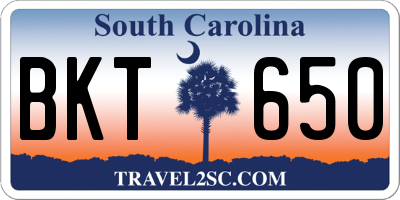 SC license plate BKT650