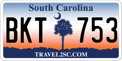 SC license plate BKT753