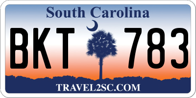 SC license plate BKT783