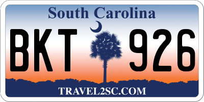 SC license plate BKT926