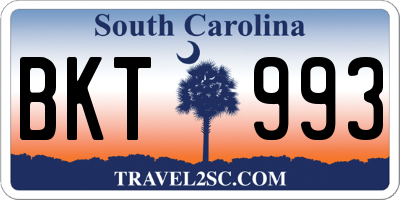 SC license plate BKT993