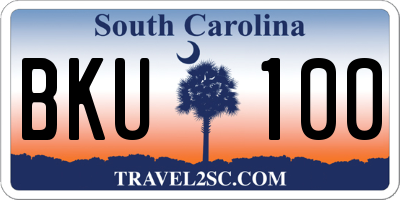 SC license plate BKU100