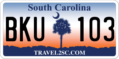 SC license plate BKU103