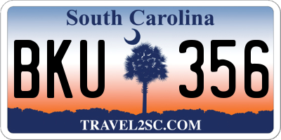 SC license plate BKU356