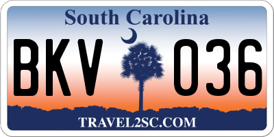 SC license plate BKV036