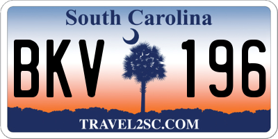 SC license plate BKV196
