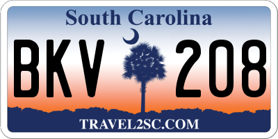 SC license plate BKV208