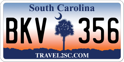SC license plate BKV356