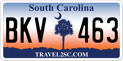 SC license plate BKV463