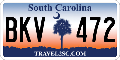 SC license plate BKV472