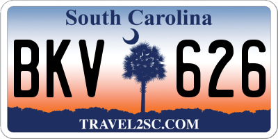 SC license plate BKV626