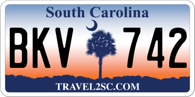 SC license plate BKV742