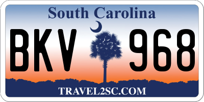 SC license plate BKV968