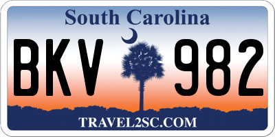 SC license plate BKV982